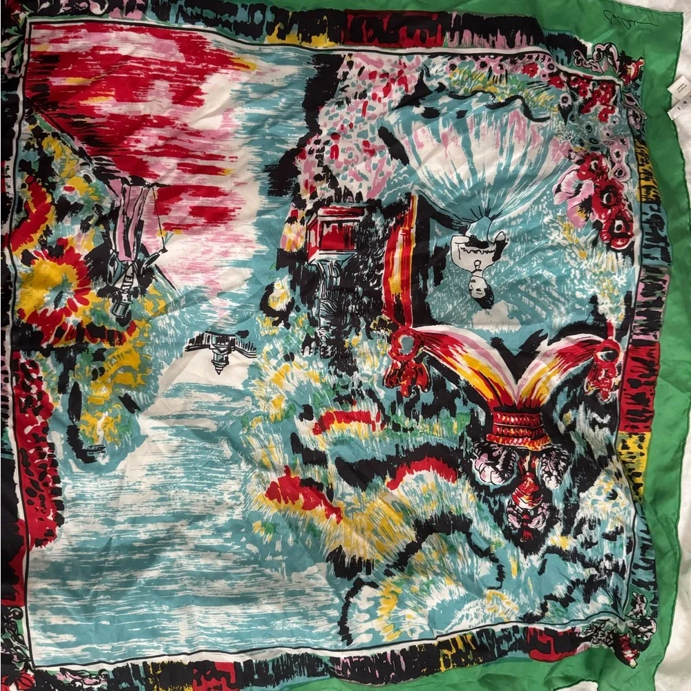 Cabi Vintage Multi-Color Printed Silk Scarf